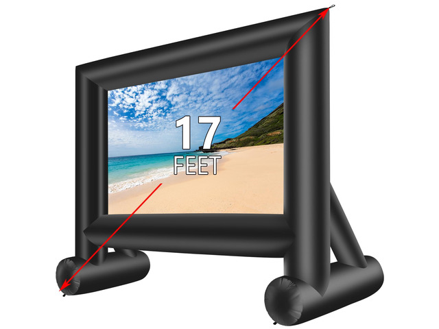 17 Feet Inflatable Movie Screen Outdoor Blow Up Projector Screen - Front/Rear Projection Screen for Outdoor Backyard Pool Fun