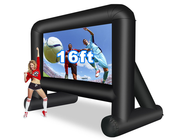 16 Feet Inflatable Movie Screen Outdoor, Indoor Projection Screen Blow Up Screen, With Air Blower, Tie-Downs and Storage Bag, Easy Set up,...