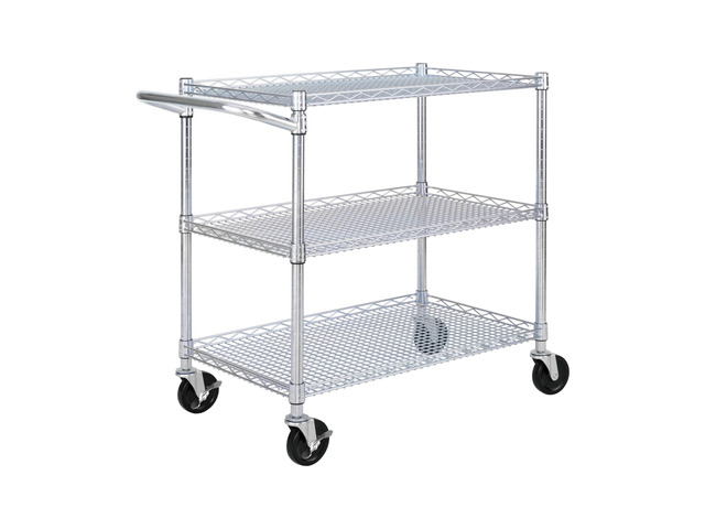 Classics UltraDurable NSF Commercial Heavy Duty Metal Rolling Utility Cart, w/ Steel Shelves, Handle Bar for Restaurant, Garage, Warehouse,...