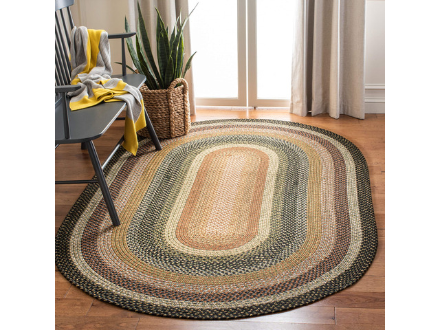 Braided Oval Rug 4x6, Braided Multi BRD308A 1/4' Pile, Indoor Rug, Durable, Kid & Pet Friendly, Polypropylene Fibers, Easy Care, patio, bedroom