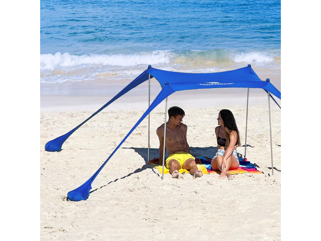 Beach Tent Sun Shelter, Beach Shade Canopy with UPF50+ Protection Beach Canopy Tent Sun Shade, Cabana Includes Carry Bag, Sand Shovel, Ground...