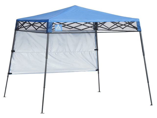 Go Hybrid 6' x 6' Sun Protection Pop-Up Compact and Lightweight 7' x 7' Base Slant Leg Backpack Canopy, Regatta Blue
