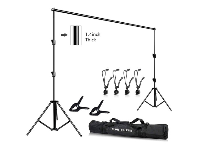 Photo Video Studio 12ft (W) x 10ft (H) Heavy Duty Adjustable Photography Backdrop Stand Background Support System Kit with Carry Bag