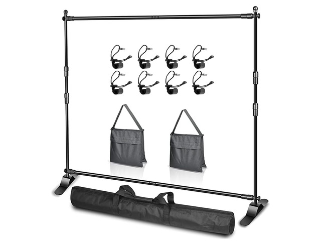 8x8ft Backdrop Banner Stand Adjustable Backdrop Stand Heavy Duty Photo Backdrop Stand with Carrying Bag for Trade Show,Professional Photo...