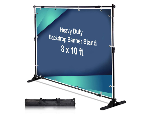 10 x 8 ft Heavy Duty Backdrop Banner Stand Kit Adjustable Photography Step and Repeat Stand for Parties, Portable Trade Show Photo Booth...
