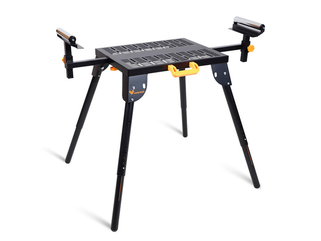 Universal Miter Saw Stand with Grid Tabletop 300 lbs Load Capacity 6-Level Height Adjustment Table Saw Stand WK-MS046
