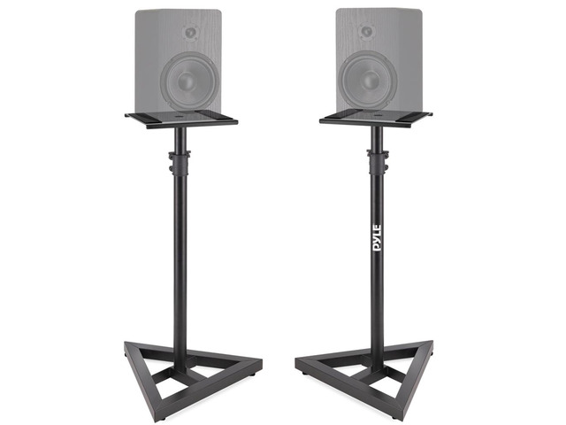 Speaker Stand Pair of Sound - Play 1 and 3 Holder, Telescoping Height Adjustable from 26 - 52 Inch, High Heavy Duty Three-point Triangle Base w/...