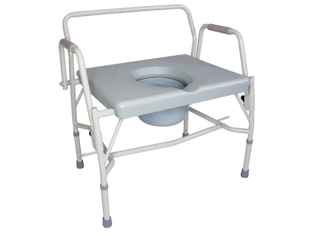 Drop Arm Portable Toilet Commode, Extra-Wide Seat, 500 Pound Weight Capacity, Bucket with Lid Included, Adjustable Legs, Elderly Assistance...