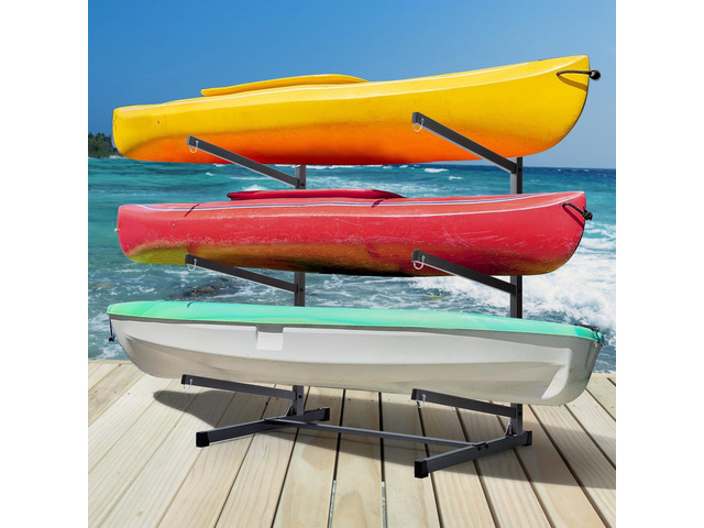 Freestanding Kayak Storage Rack Kayak Tackle Storage Heavy Duty Weatherproof Outdoor Storage Rack Storage Hooks for Kayaks, SUP, Canoe Paddleboard,...
