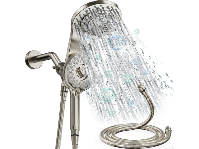 Rain Shower Head with Handheld, 13-Function High Pressure Dual Shower Head, 2-in-1 Magnetic Rainfall Showerhead Combo with 72-Inch Hose, Brushed...