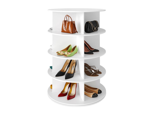 4 Tier Rotating Shoe Rack Tower, Spinning Shoe Display Lazy Susan, Revolving 360 Shoe Rack Storage Round Carousel, Vertical Handbag Rotate Shoes...