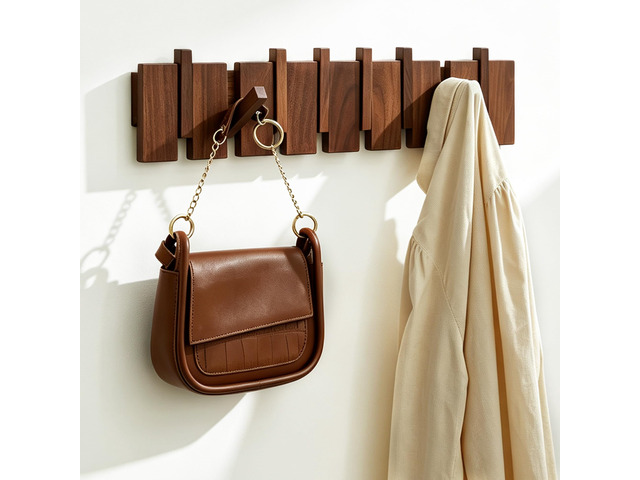 Wood Coat Rack Wall Mount, Coat Hooks Hanger Wall Mounted, Heavy Duty Wall Coat Rack with 8 Hooks for Hanging...