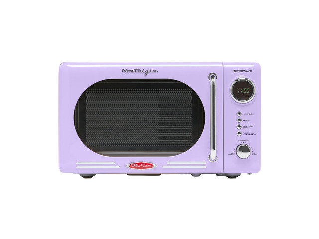 Countertop Microwave Oven with Easy Clean Interior- Retro Microwave with LED Display & Child Lock- Compact 0.7 Cu Ft Oven With 12 Pre-Programmed...
