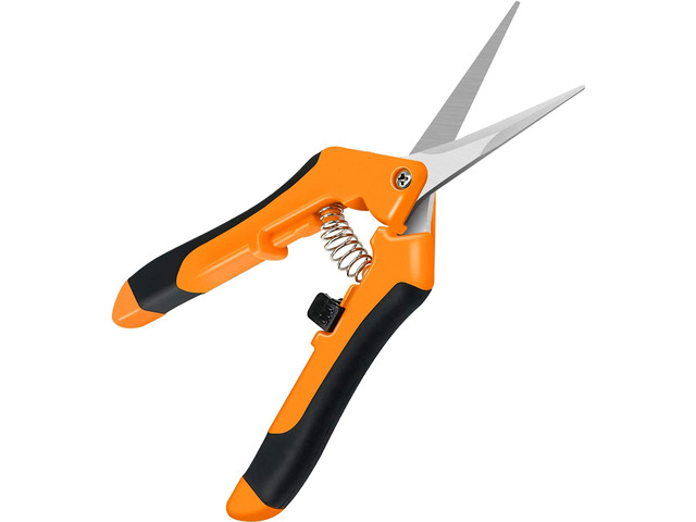 6.5 Inch Gardening Scissors Hand Pruner Pruning Shear with Straight Stainless Steel Blades, Orange, 1-Pack
