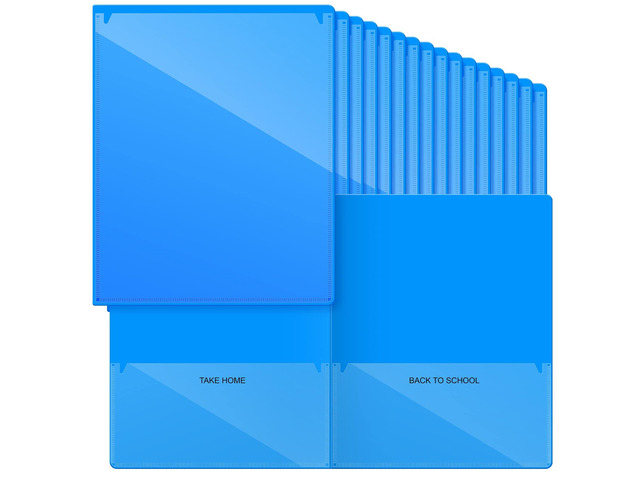 72 Pcs Plastic Take Home Folders with 2 Pockets Parent Teacher Classroom Communication Homework Folder for Students Parent Teacher Connect (Blue)