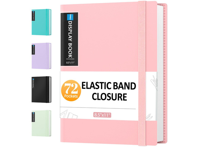 72 Pocket Binder with Plastic Sleeves, Portfolio Display Book, 8.5x11 with Elastic Band, 144 Pages Presentation Binder, Art Portfolio Document...