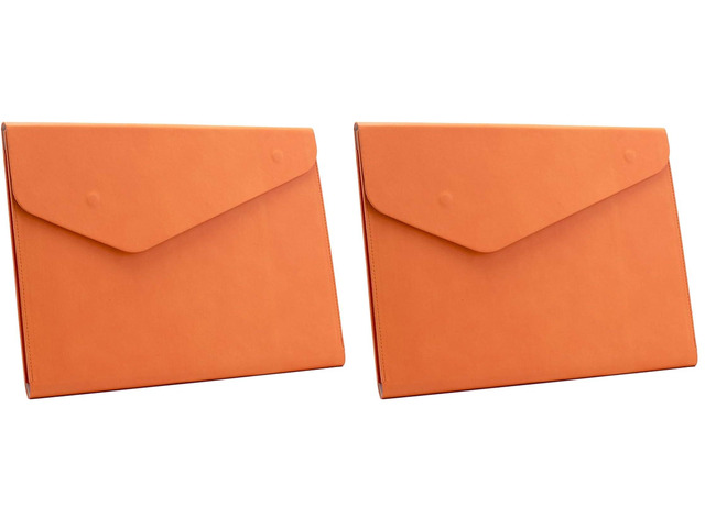 PU Leather A4 File Folder Document Holder Waterproof Portfolio Envelope Folder Case with Invisible Magnetic Closure Orange (Pack of 2)