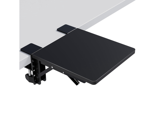 Ergonomic Desk Extender Tray, 9.5'x9.1' Wrist Rest Shelf, Black 90Â°Foldable Elbow Support, Table Mount Arm, Clamp on Computer Arm Rest for Desk,...