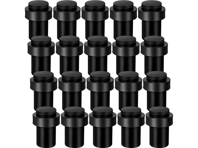 30 Pcs Floor Mounted Door Stopper Stainless Steel,Black Cylindrical Rubber Bumper, Wall Protector for Home Office Bedroom Doors, Modern Style,...