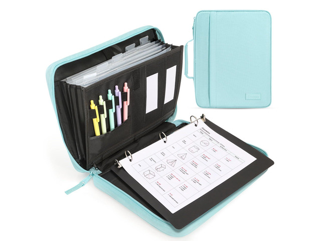 Zipper Binder 1 Inch, Removable 3-Ring Binder, 175-Sheet Capacity, 5-Tab Dividers Expanding File Folder, Small Binder Bag Organizer Storage for...