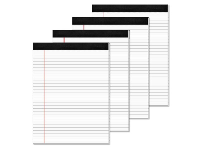 4 Pack Note Pads 8.5 x 11, Wide Ruled, Lined Writing Note Pads for Office White Legal Pads 8.5x11, 30 Sheets per White Notepad 28 Lines Lined Paper...
