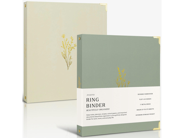 Aesthetic 3 Ring Binder Set of 2-1 Inch Binder Fits Letter Sized Paper Cute Holder for Women or Men with Pocket - Easily Organizes Your Paperwork...