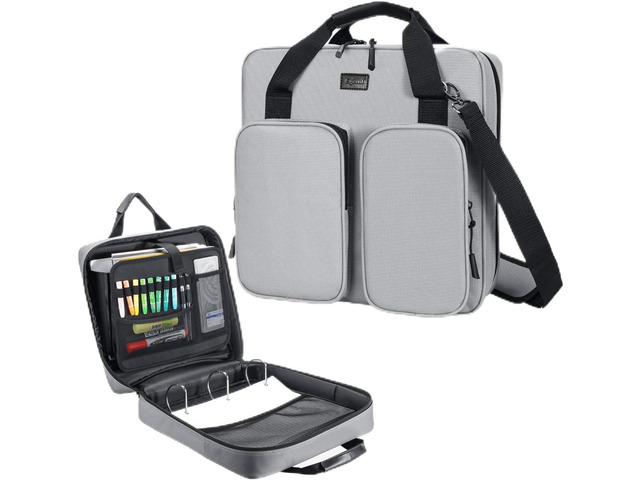 Zipper Binder 3 Inch 3 Ring with Shoulder Strap Multi-Pocket,Tough Binder Bag with Laptop organizer for School Travel,Fit 13' MacBook & Tablet,700...