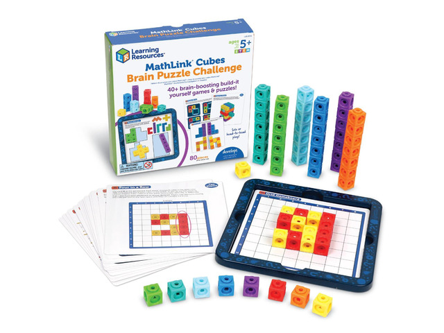 MathLink Cubes Brain Puzzle Challenge, 80 Pieces, Ages 5+, Classroom Must Haves, Preschool Activities, Teacher School Supplies, Math Manipulatives