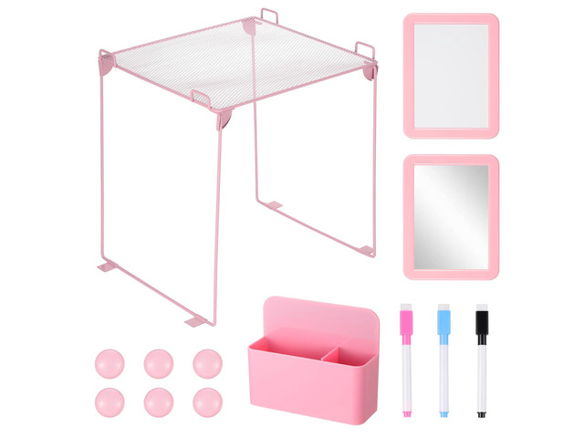 Pink Locker Accessories Kit for Girls, Locker Organizer Kit with Locker shelf, Magnetic Mirror and Whiteboard, Pen holder, Magnets, Back to School...