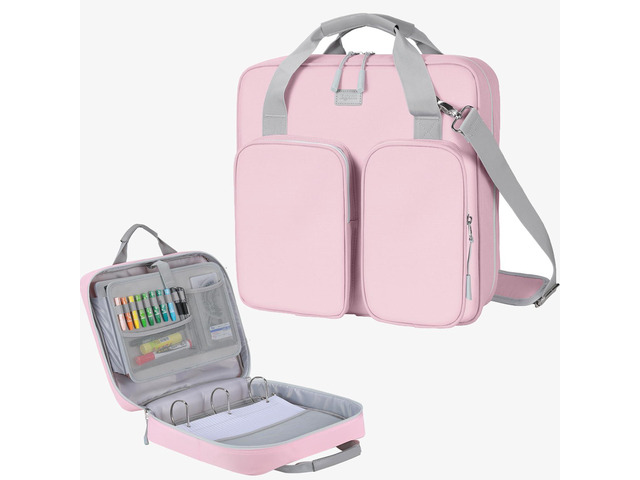 4 Inch Zipper Binder 3 Ring with Shoulder Strap,Tough/Multi-Pocket Binder Bag with Laptop organizer for School Travel,Fit 13' MacBook & Tablet,800...