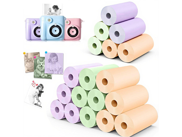 18 Rolls Kids Camera Paper Roll Refill Compatible with Most Instant Print Cameras for Kids BPA Free 2.24'x0.98'