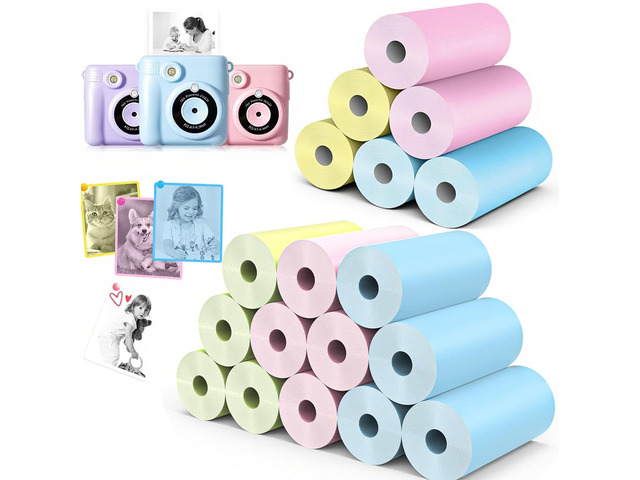 18 Rolls Kids Camera Paper Roll Refill Compatible with Most Instant Print Cameras for Kids BPA Free 2.24'x0.98'
