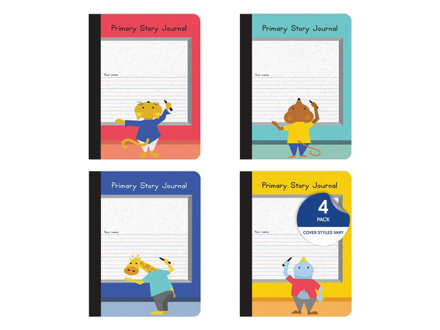 Primary Composition Notebooks, Kids Handwriting & Drawing Story Journal, Pre-K, Grades K-2, 100 Sheets/200 Pages, 9 3/4 x 7 1/2, (63784) (Pack of 4)