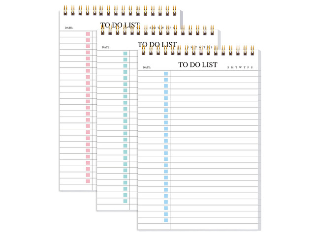 To Do List Notepad 3 Pack, Undated Daily Planner Notepad, A5 (5.5' x 8.3') To Do List Notebook, Checklist Planner, Waterproof Spiral Notepad, for...