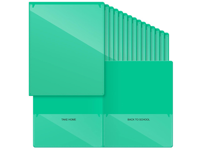 72 Pcs Plastic Take Home Folders with 2 Pockets Parent Teacher Classroom Communication Homework Folder for Students Parent Teacher Connect (Green)