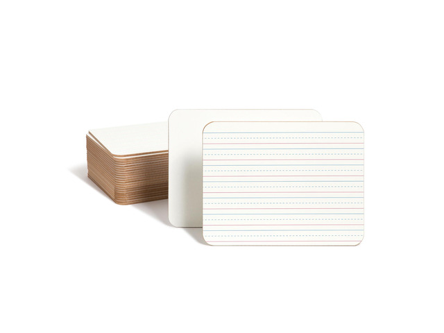 Mini Dry Erase Board for School, 24 Count A classroom pack of twenty-four 9 x 12 white boards for students, double sided with a lined face and a...