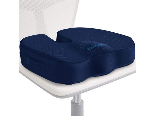 Seat Cushion for Office Chair, Car, Memory Foam, Blue Large For Back, Coccyx, Sciatica, Tailbone Pain, Ergonomic Design, Non-Slip, Desk Wheelchair...