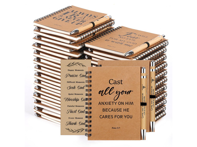 150 Pcs/50 Set Christian Spiral Notebook, Christian Gifts for Women with Ballpoint Pen and Bookmark, Prayer Journal Bulk Bible Study Groups, Church...