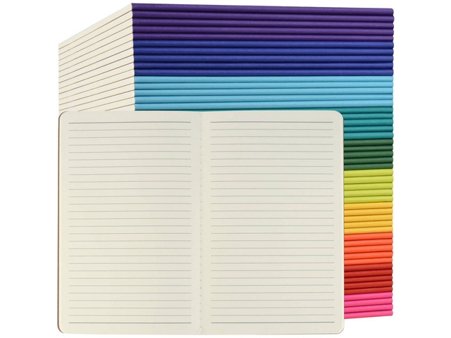 50 Pack Colorful Lined Notebooks Bulk, A5 Journals with 10 Colors, 60 Pages/30 Sheets, 8.3x5.5 Inch, College Ruled Paper, Travel Writing Journal...
