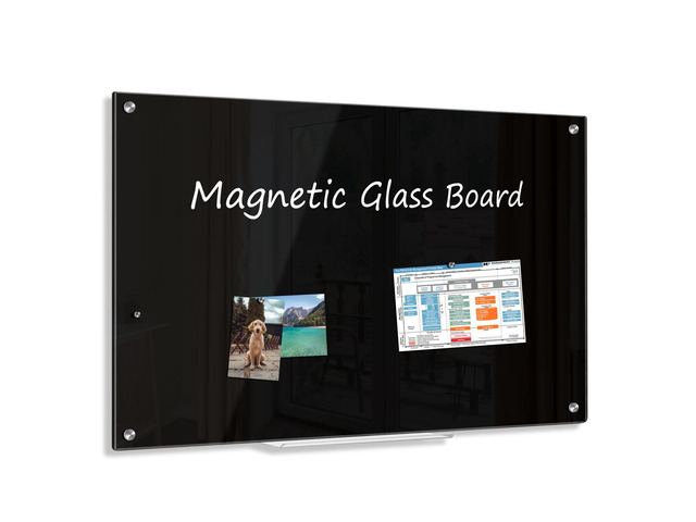 20 x 30 Black Dry Erase Board Magnetic Tempered Glass Whiteboard (2 x 1.5) Small Wall Mounted Glass White Board with Acrylic Pen Tray for Office,...