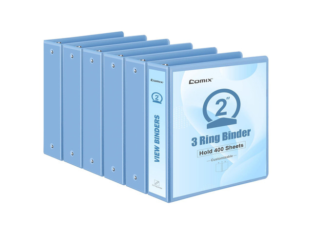 Sturdy Standard 2 Inch 3 Ring Binder with Clear View Cover 2'Round Ring,PVC-Free,Holds 400 Letter Sheets,Morandi Multicolor for Students & Office,6...