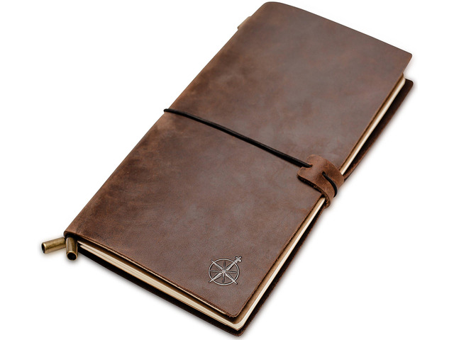 Standard Size Travelers Notebook/Handcrafted Genuine Leather Journal - 4.75' x 8.5' (12 x 22cm) - Refillable Travel Journal - 100 GSM Blank Inserts...