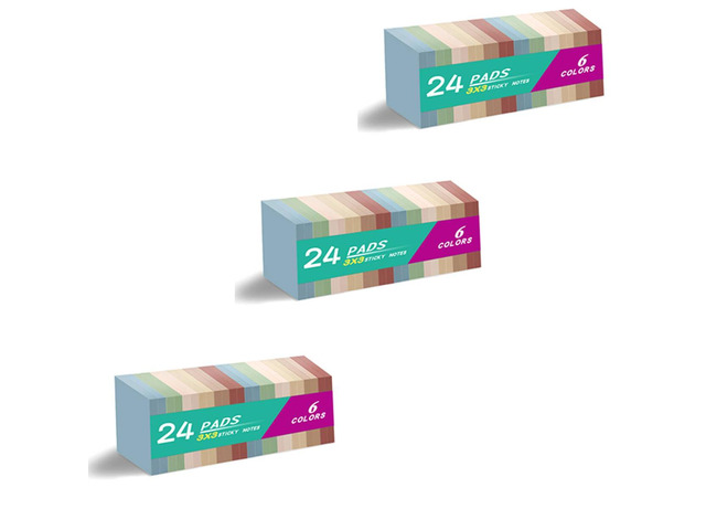 (72 Pads) Sticky Notes 3x3 inch, Self-Stick Pads Vintage Colors Sticky Note Recyclable, Easy to Post for Home, Office, Notebook