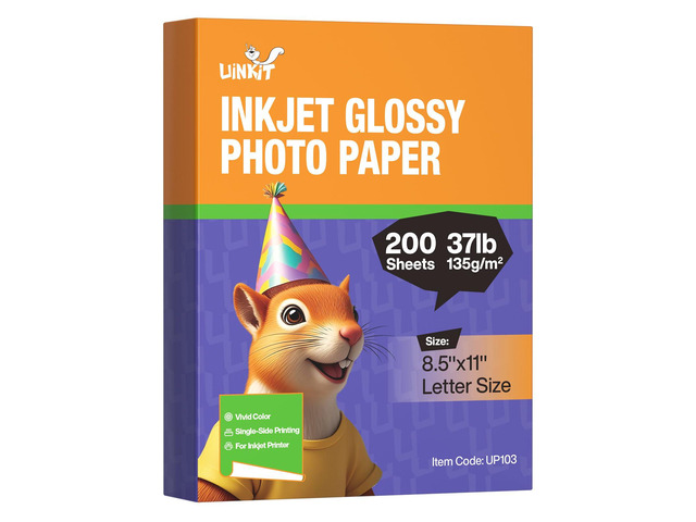 37lb Thin Flyer Paper Glossy 8.5x11 Inkjet 100 Sheets Single Side DIY Chip Bag 135gsm Photos Picture for Inkjet Printer with Dye Ink Letter size A4...