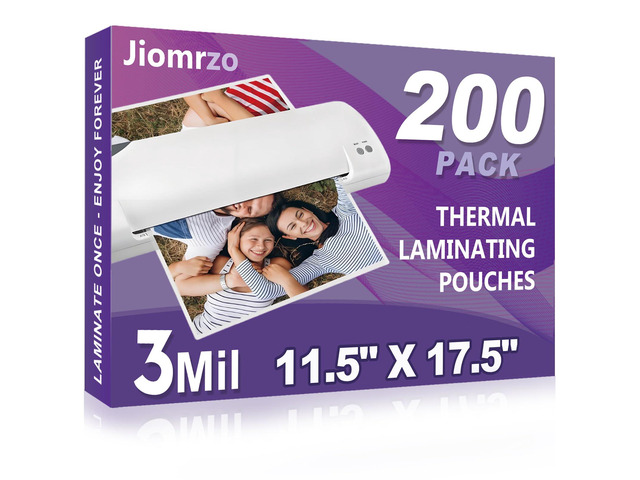 200 Pack Premium Laminating Sheets, 11.5 x 17.5 Inch, 3 Mil Holds 11 x 17 Inch Sheets, Upgraded Clear A3 Thermal Laminating Pouches with Round...