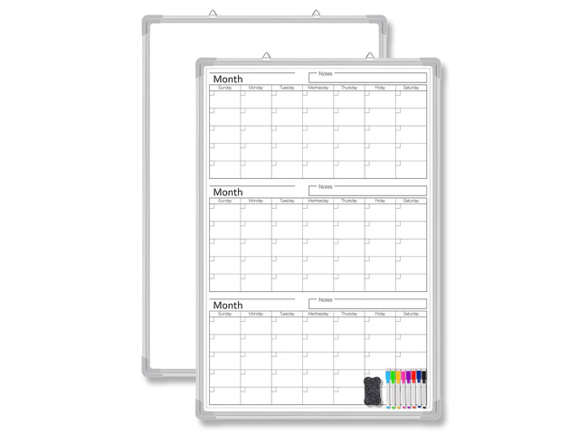 3 Month 36' x 24' Vertical Whiteboard Calendar Dry Erase for Wall Magnetic Planner for Fridge, Undated Planning, Aluminum Frame, Markers Included,...