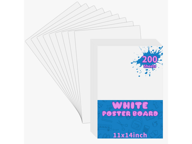 11' x 14' White Poster Board, 200 Sheets Superb Multipurpose Bulk Poster Board for School, Office, and Craft Projects, 256-84-005