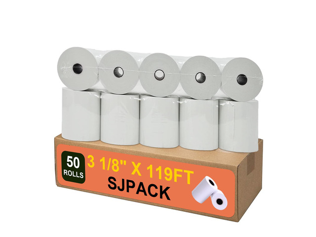Thermal Paper 3 1/8 x 119ft Pos Receipt Paper, 50 Rolls Cash Register Roll TM-T88 T-20 T-90 SRP-350 370