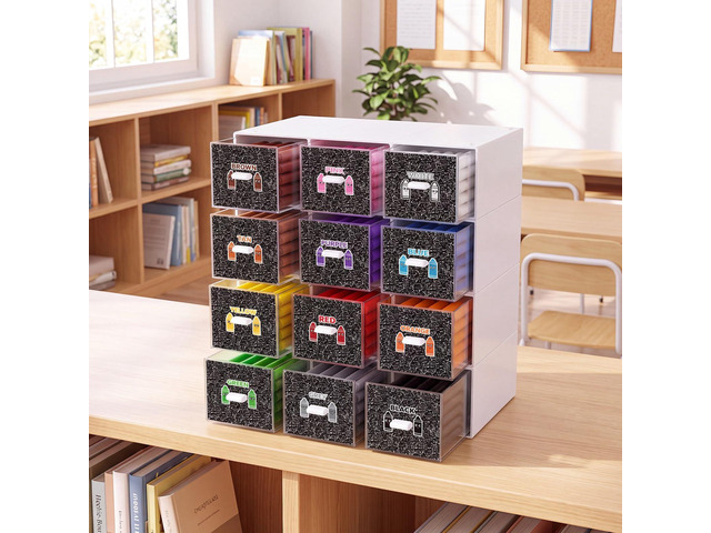 12 Pcs/ 4 Pack Plastic Crayon Organizer for Classroom Back to School Crayon Storage Boxes Drawer for Marker Pen Art Craft Supplies Crayons...