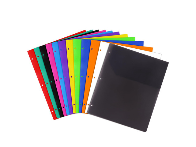 Plastic Folders, 2 Pockets and 3 Hole, Letter Size,12 Colors Suitable for organizing school assignments, office documents, and family files. 12...